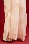 Devnaagri_Ivory Modal, Satin, Organza, Mirrors, Sequins, And Saree With Blouse _at_Aza_Fashions