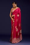 Buy_Devnaagri_Fuchsia Modal, Satin, Silk Organza Mirrors, Sequins, Saree With Blouse _at_Aza_Fashions