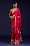 Devnaagri_Fuchsia Modal, Satin, Silk Organza Mirrors, Sequins, Saree With Blouse _Online_at_Aza_Fashions