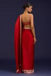 Shop_Devnaagri_Red Modal, Silk, Satin Mirrors, Embroidery, Zari, Hand Saree With Blouse _at_Aza_Fashions