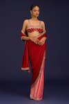Buy_Devnaagri_Red Modal, Silk, Satin Mirrors, Embroidery, Zari, Hand Saree With Blouse _Online_at_Aza_Fashions
