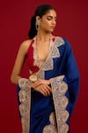 Shop_Devnaagri_Navy Silk Embroidery, Sequins, Mirrors Halter Dori Chinniya Saree With Blouse _Online_at_Aza_Fashions