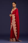 Buy_Devnaagri_Red Silk Embroidery, Sequins, Mirrors Halter Neck, Chinniya Saree With Blouse _Online_at_Aza_Fashions