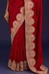 Buy_Devnaagri_Red Silk Embroidery, Sequins, Mirrors Halter Neck, Chinniya Saree With Blouse 