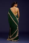 Shop_Devnaagri_Green Silk Embroidery, Mirrors, Sequins Scoop Chinniya Saree With Gajji Blouse _at_Aza_Fashions