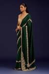 Buy_Devnaagri_Green Silk Embroidery, Mirrors, Sequins Scoop Chinniya Saree With Gajji Blouse _Online_at_Aza_Fashions