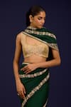 Shop_Devnaagri_Green Silk Embroidery, Mirrors, Sequins Scoop Chinniya Saree With Gajji Blouse _Online_at_Aza_Fashions