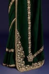 Shop_Devnaagri_Green Silk Embroidery, Mirrors, Sequins Scoop Chinniya Saree With Gajji Blouse 