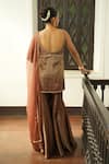 Shop_Enamour By Radha_Chocolate Silk, Organza Beads, Sequins, Embroidery, Zari Kurta Sharara Set _at_Aza_Fashions