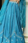 Buy_Enamour By Radha_Blue Silk, Organza Sequins, Zari, Embroidery Scoop Floral Butti Lehenga Set _Online_at_Aza_Fashions