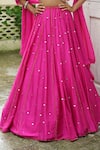 Enamour By Radha_Fuchsia Dupion, Silk, Organza Sequins, Beads, Embroidery Scattered Lehenga Set _Online_at_Aza_Fashions