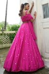 Buy_Enamour By Radha_Fuchsia Dupion, Silk, Organza Sequins, Beads, Embroidery Scattered Lehenga Set _Online_at_Aza_Fashions
