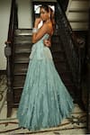 Shop_Enamour By Radha_Sky Blue Silk, Organza Beads, Cut Work, Embroidery Floral Kurta Lehenga Set _Online_at_Aza_Fashions