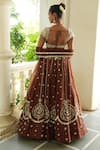Shop_Enamour By Radha_Chocolate Silk, Organza Beads, Pearls, Zari, Embroidery Brown Lehenga Set _at_Aza_Fashions