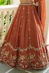Buy Enamour By Radha Rust Silk, Velvet, Tissue Embroidery, Beads, Sequins, Mitti Floral Lehenga Set Online at Aza Fashions Buy_Enamour By Radha_Rust Silk, Velvet, Tissue Embroidery, Beads, Sequins, Mitti Floral Lehenga Set _Online_at_Aza_Fashions