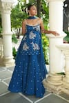Buy_Enamour By Radha_Blue Crepe, Tissue, Silk Zari, Sequins, Pearls, Strappy Kurta Gharara Set _at_Aza_Fashions