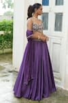 Shop_Enamour By Radha_Purple Silk, Tissue Sequins, Pearls, Zari, Beads, Floral Blouse Lehenga Set _Online_at_Aza_Fashions