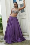 Enamour By Radha_Purple Silk, Tissue Sequins, Pearls, Zari, Beads, Floral Blouse Lehenga Set _at_Aza_Fashions