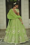 Shop_Enamour By Radha_Green Organza Sequins, Pearls, Mirrors, Beads, Zari, Embroidery Lehenga Set _at_Aza_Fashions