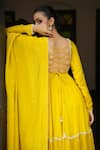 Shop_Enamour By Radha_Yellow , , Viscose, Pearls, Yoke Anarkali Pant Set _at_Aza_Fashions