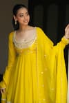 Shop_Enamour By Radha_Yellow , , Viscose, Pearls, Yoke Anarkali Pant Set _Online_at_Aza_Fashions