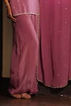 Enamour By Radha_Pink Crepe, Silk Pearls, Beads, Sequins, Embroidery Strappy Kurta Palazzo Set _Online_at_Aza_Fashions