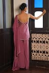 Shop_Enamour By Radha_Pink Crepe, Silk Pearls, Beads, Sequins, Embroidery Strappy Kurta Palazzo Set _at_Aza_Fashions