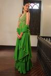 Buy_Enamour By Radha_Green Georgette, Silk Beads, Pearls, Embroidered In-cut Anarkali Sharara Set _Online_at_Aza_Fashions