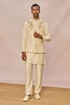 Buy_Masaba_Ivory Dupion, Silk Zari, Beads, Pehli Kiran Embellished Bundi Kurta Set _at_Aza_Fashions