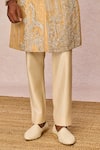 Shop_Masaba_Gold Silk, Tissue Embroidery, Chandni Gul Jharokha Embellished Sherwani Set _Online_at_Aza_Fashions