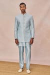 Buy_Masaba_Blue Silk Sequins, Embroidery Pehli Baarish Embellished Sherwani Set _at_Aza_Fashions