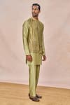 Masaba_Mint Tissue, Silk Embroidery, Sequins Ikrar Hua Embellished Bundi Kurta Set _at_Aza_Fashions