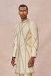 Masaba_Ivory Silk, Dupion Embroidery, Sequins, Beads, Namkeen Embellished Sherwani Set _Online_at_Aza_Fashions
