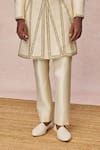 Buy_Masaba_Ivory Silk, Dupion Embroidery, Sequins, Beads, Namkeen Embellished Sherwani Set _Online_at_Aza_Fashions