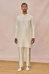 Shop_Masaba_Ivory Silk, Dupion Embroidery, Sequins, Beads, Namkeen Embellished Sherwani Set _Online_at_Aza_Fashions
