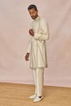 Buy_Masaba_Ivory Silk, Dupion Embroidery, Sequins, Beads, Namkeen Embellished Sherwani Set 