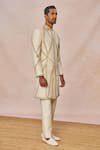 Buy_Masaba_Ivory Silk, Dupion Embroidery, Sequins, Beads, Namkeen Embellished Sherwani Set _Online