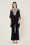 Buy_Namrata Joshipura_Black Viscose Georgette Beads, Sequins, Embroidery Round Neck, Amara Frill Tunic _at_Aza_Fashions