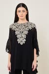 Buy_Namrata Joshipura_Black Viscose Georgette Beads, Sequins, Embroidery Round Neck, Amara Frill Tunic _Online_at_Aza_Fashions