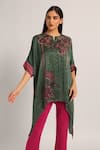 Buy Namrata Joshipura Green Split V-neck Paisely Crinkle Handkerchief Tunic Online at Aza Fashions Buy_Namrata Joshipura_Green Split V-neck Paisely Crinkle Handkerchief Tunic _Online_at_Aza_Fashions