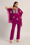 Buy_Namrata Joshipura_Magenta Viscose Georgette Embroidery, Zari Amara Double Layered Kurta And Pant Set _at_Aza_Fashions