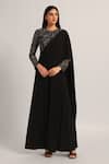 Buy_Namrata Joshipura_Black Jersey Sequins Round Neck Intricate Amara Draped Jumpsuit _at_Aza_Fashions