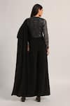 Shop_Namrata Joshipura_Black Jersey Sequins Round Neck Intricate Amara Draped Jumpsuit _at_Aza_Fashions