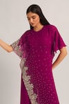 Buy_Namrata Joshipura_Purple Viscose Embroidery, Sequins Round Amara Intricate Front Flap Jumpsuit _Online_at_Aza_Fashions
