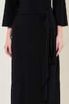 Buy_Namrata Joshipura_Black Jersey Beads Round Neck Midnight Bloom Waist Tie Draped Dress _Online_at_Aza_Fashions