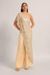Namrata Joshipura_Ivory Mesh Sequins One Shoulder Amara Jumpsuit _Online_at_Aza_Fashions