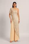Buy_Namrata Joshipura_Ivory Mesh Sequins One Shoulder Amara Jumpsuit _Online_at_Aza_Fashions