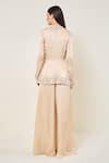 Shop_Namrata Joshipura_Ivory Embroidery, Sequins, Beads Round Neck Amara Peplum Top With Sharara Pant _at_Aza_Fashions