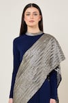Namrata Joshipura_Blue Jersey Beads High Neck Lydia Embellished Pre-draped Saree With Blouse _Online_at_Aza_Fashions