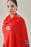 SHAZA_Red Pashmina Embroidered Motif Stole _Online_at_Aza_Fashions